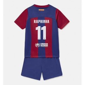 Barcelona Raphinha Belloli #11 Replika Babytøj Hjemmebanesæt Børn 2023-24 Kortærmet (+ Korte bukser)